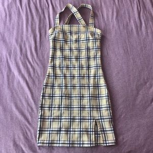 Garage yellow plaid mini dress